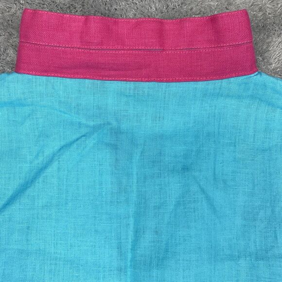 Guru NYC Tunic Shirt Women Medium Blue Pink European Linen - Picture 7 of 13